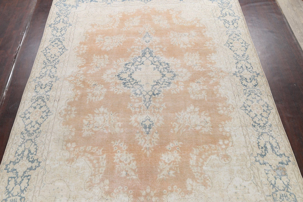 Muted Distressed Kerman Persian Area Rug 10x14