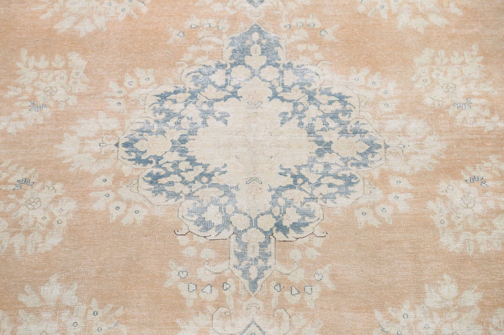 Muted Distressed Kerman Persian Area Rug 10x14