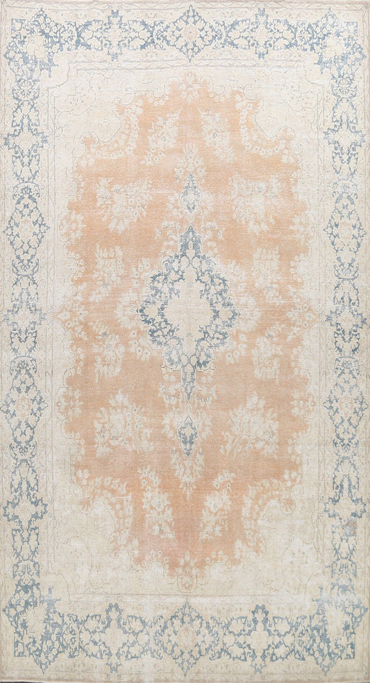 Muted Distressed Kerman Persian Area Rug 10x14