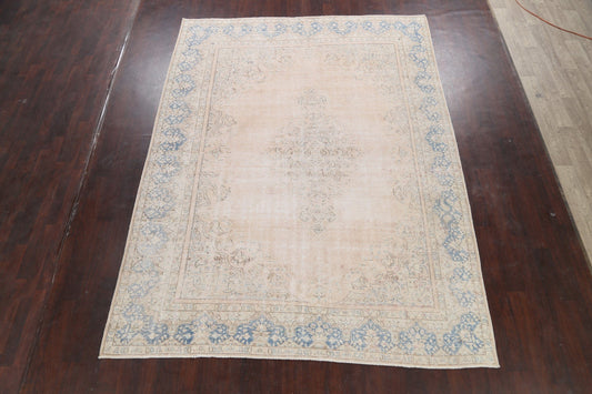 Muted Distressed Kerman Persian Area Rug 8x11