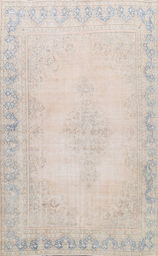 Muted Distressed Kerman Persian Area Rug 8x11