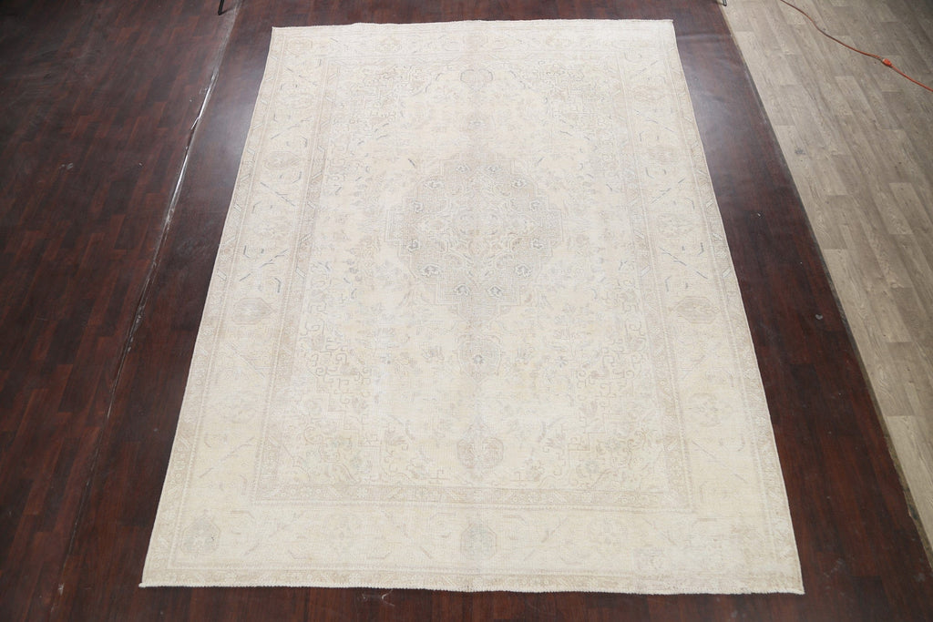 Muted Distressed Tabriz Persian Area Rug 9x13