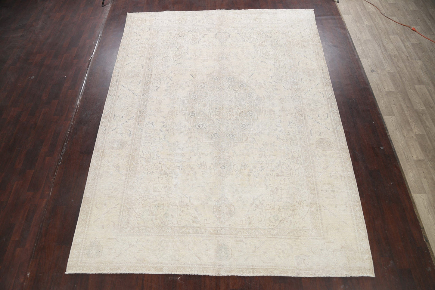 Muted Distressed Tabriz Persian Area Rug 9x13