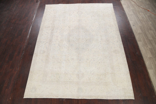 Muted Distressed Tabriz Persian Area Rug 9x13