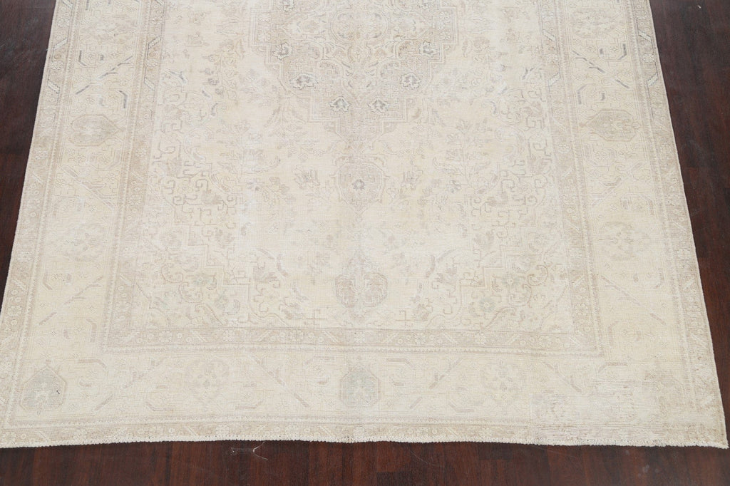 Muted Distressed Tabriz Persian Area Rug 9x13