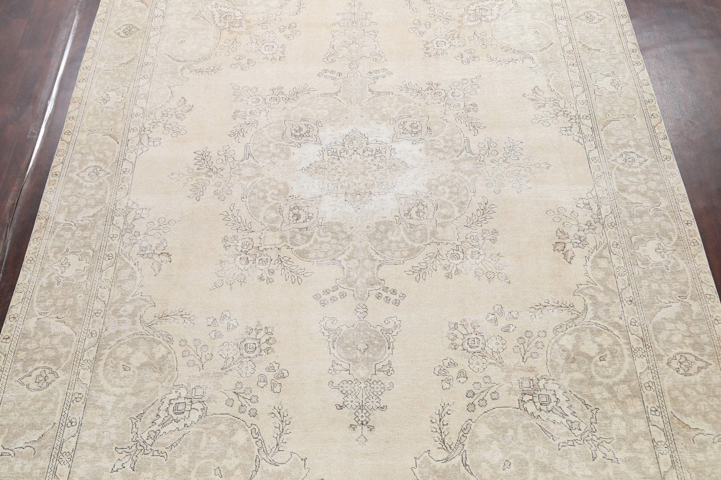 Muted Distressed Tabriz Persian Area Rug 10x13