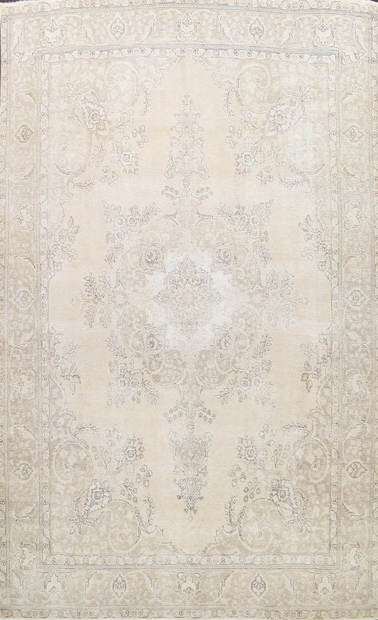 Muted Distressed Tabriz Persian Area Rug 10x13