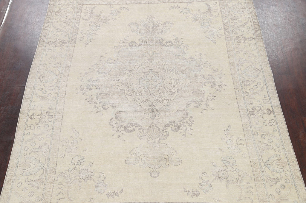 Muted Distressed Tabriz Persian Area Rug 8x11