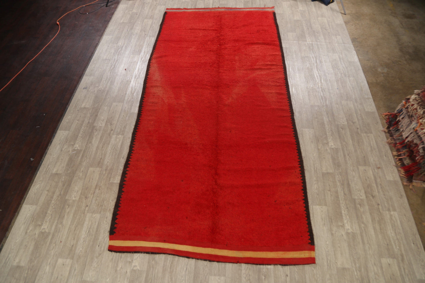 Red Solid Moroccan Oriental Area Rug 7x14