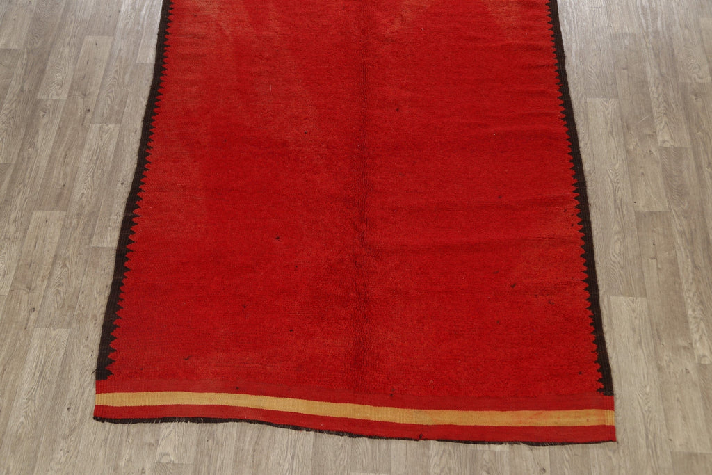 Red Solid Moroccan Oriental Area Rug 7x14