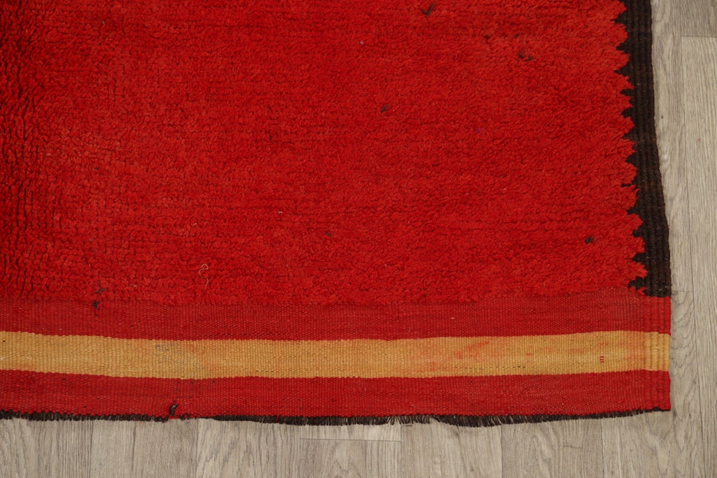 Red Solid Moroccan Oriental Area Rug 7x14