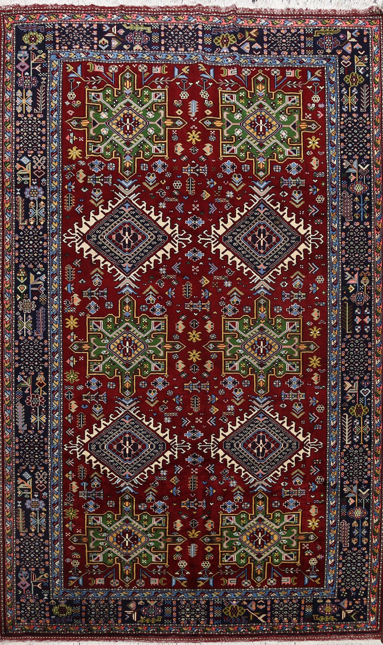 Tribal Geometric Yalameh Persian Area Rug 7x9