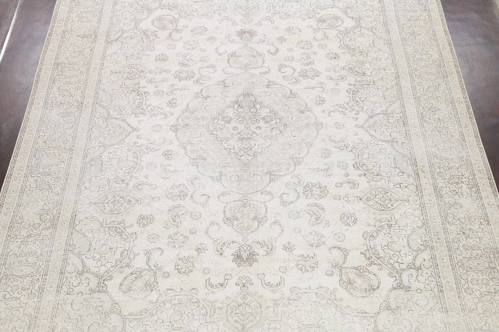 Muted Distressed Tabriz Persian Area Rug 10x13