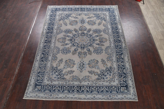 Muted Distressed Mashad Persian Area Rug 8x11