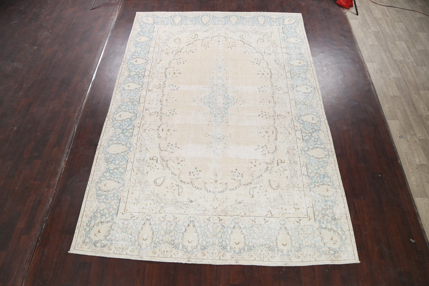 Muted Distressed Kerman Persian Area Rug 9x12