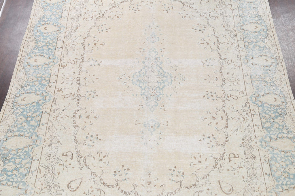 Muted Distressed Kerman Persian Area Rug 9x12