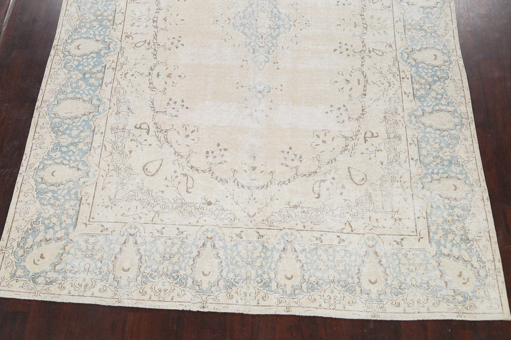 Muted Distressed Kerman Persian Area Rug 9x12