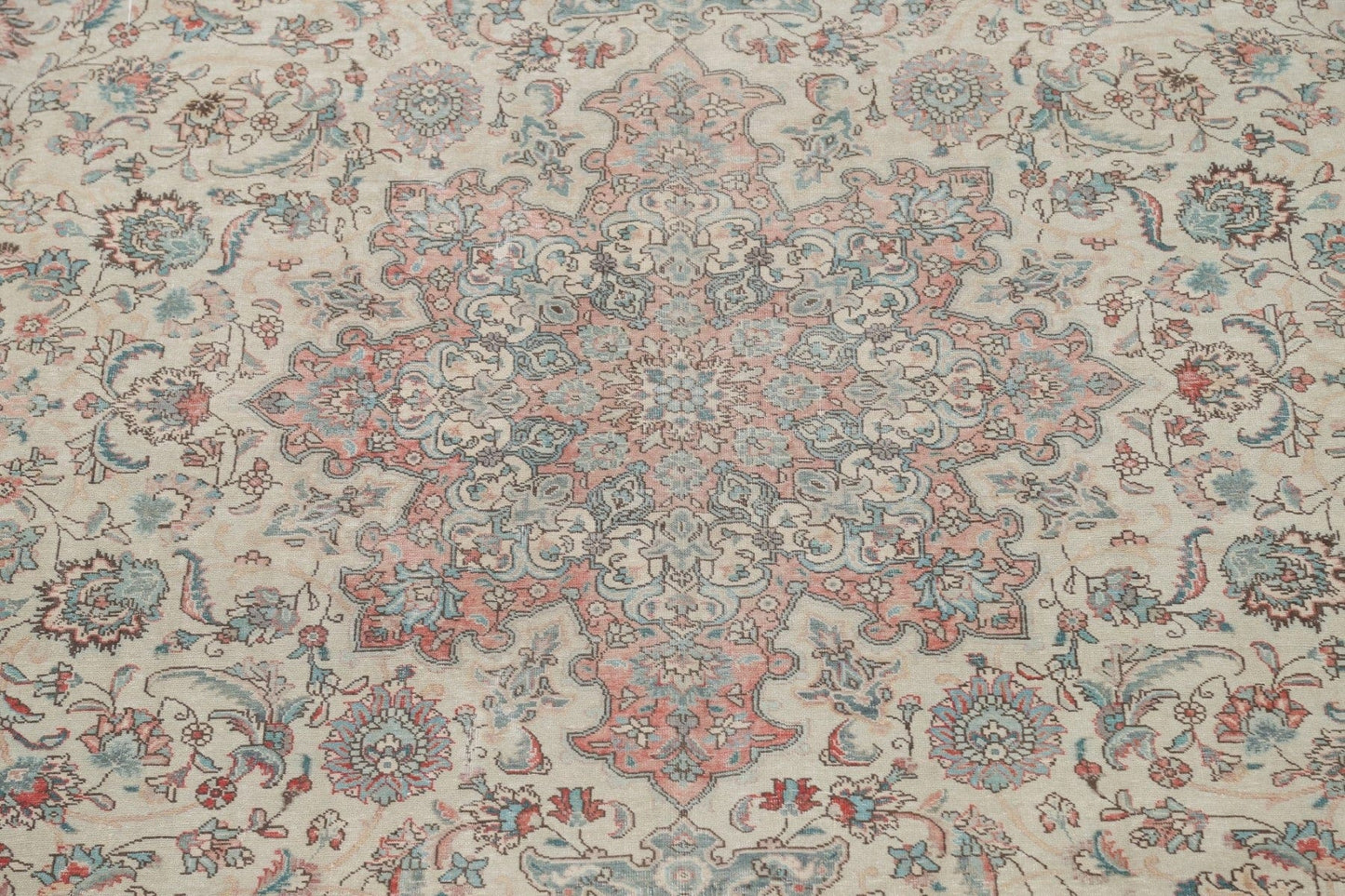 Muted Distressed Kashan Persian Area Rug 10x13