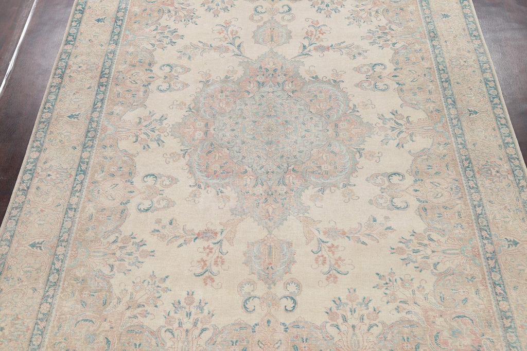 Muted Distressed Tabriz Persian Area Rug 10x13