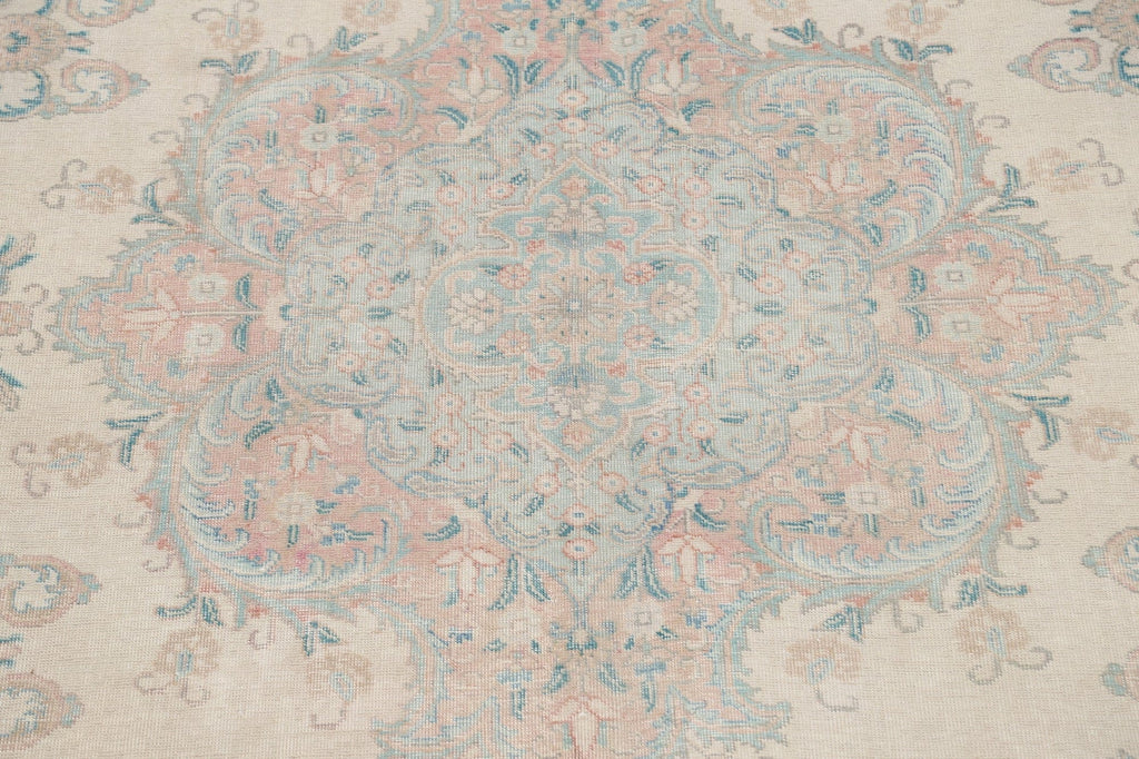 Muted Distressed Tabriz Persian Area Rug 10x13