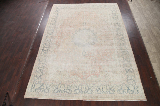 Muted Distressed Kashan Persian Area Rug 10x13