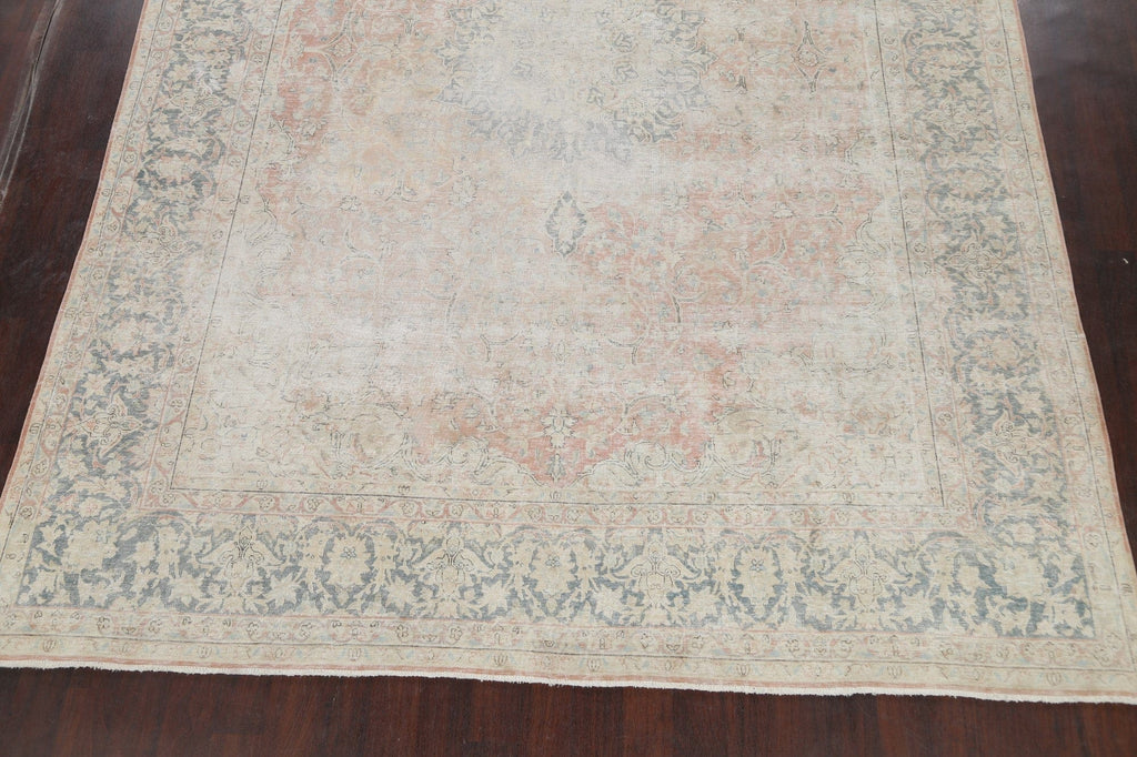 Muted Distressed Kashan Persian Area Rug 10x13