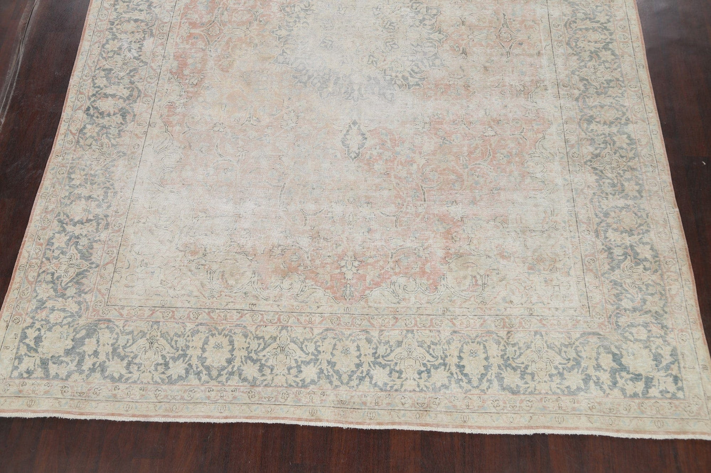 Muted Distressed Kashan Persian Area Rug 10x13