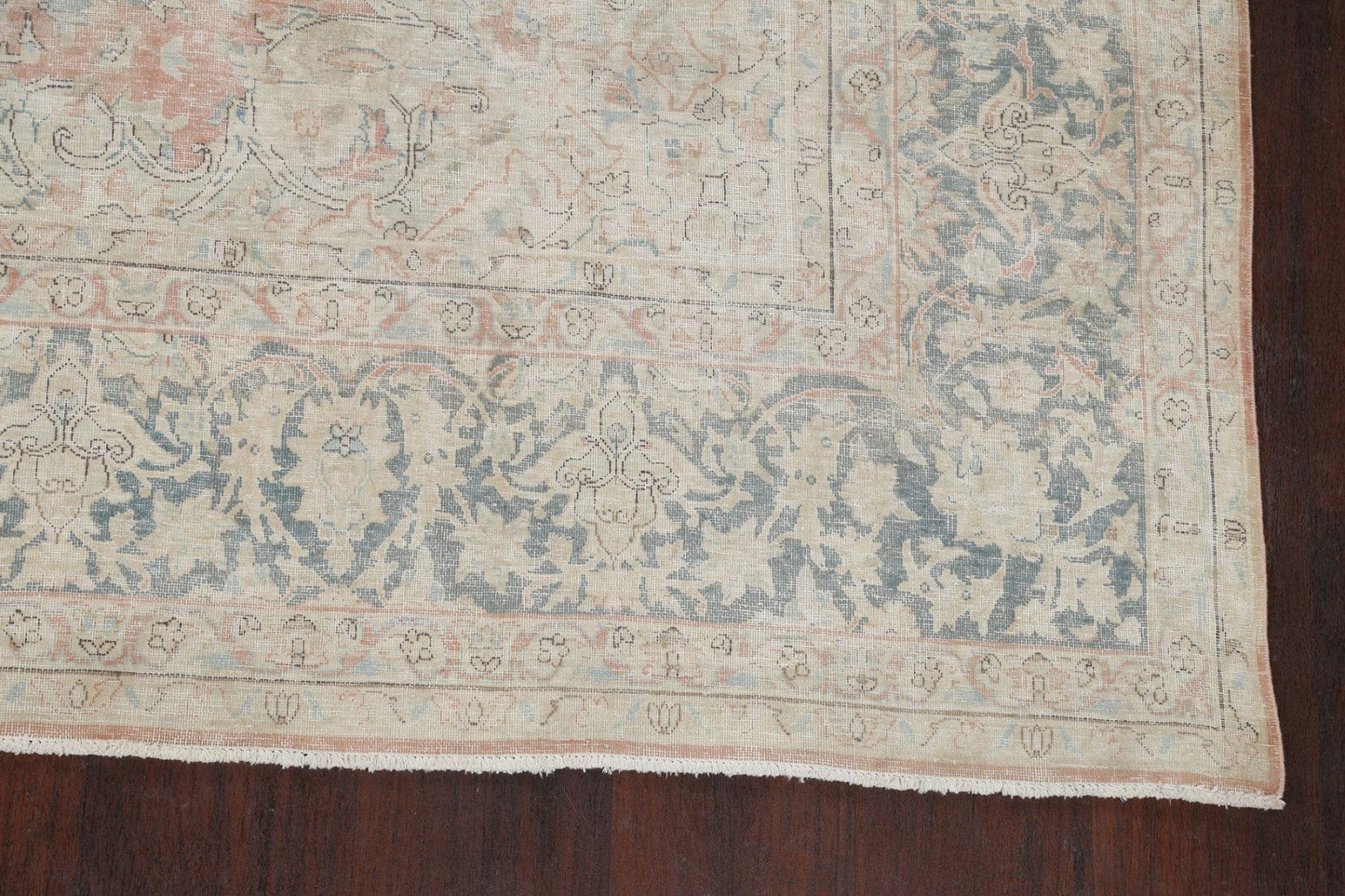 Muted Distressed Kashan Persian Area Rug 10x13