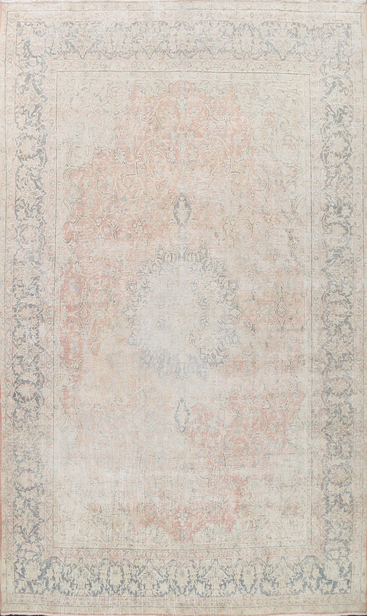 Muted Distressed Kashan Persian Area Rug 10x13