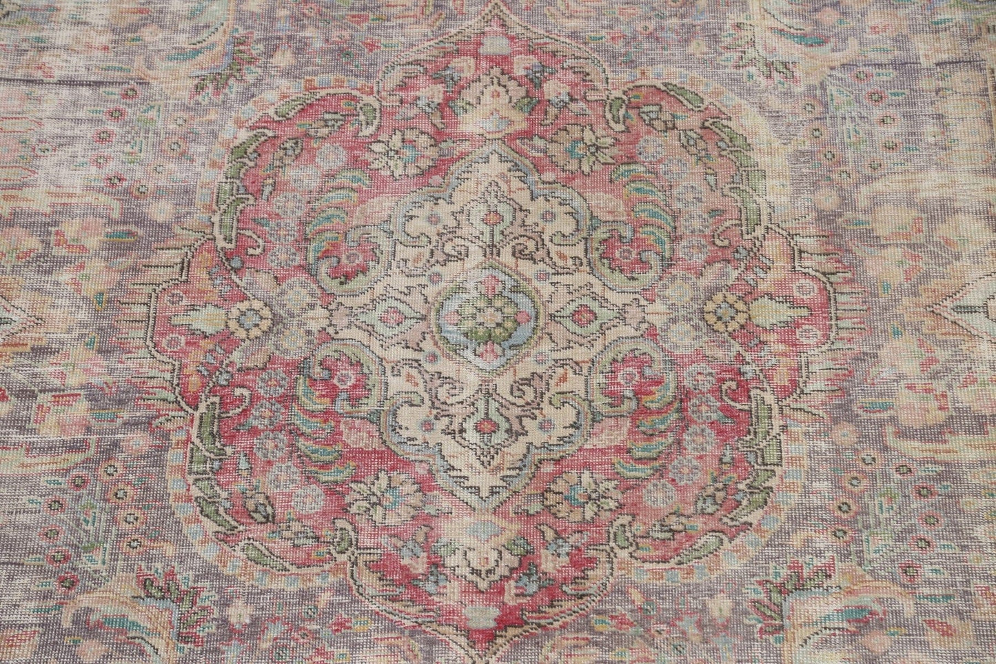 Muted Distressed Floral Tabriz Persian Area Rug 8x11