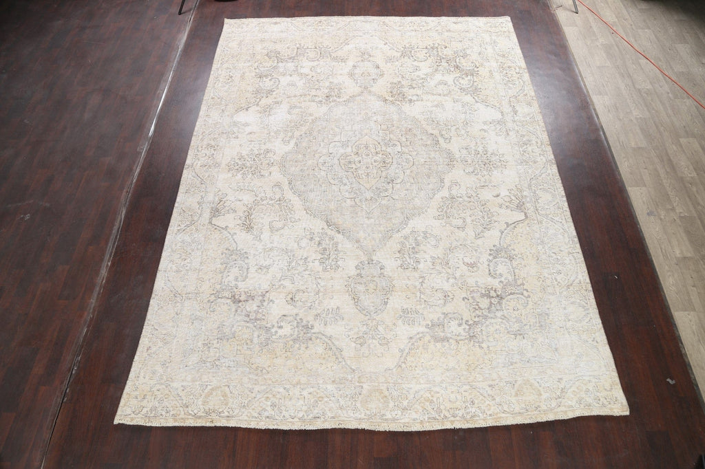 Muted Distressed Tabriz Persian Area Rug 9x13