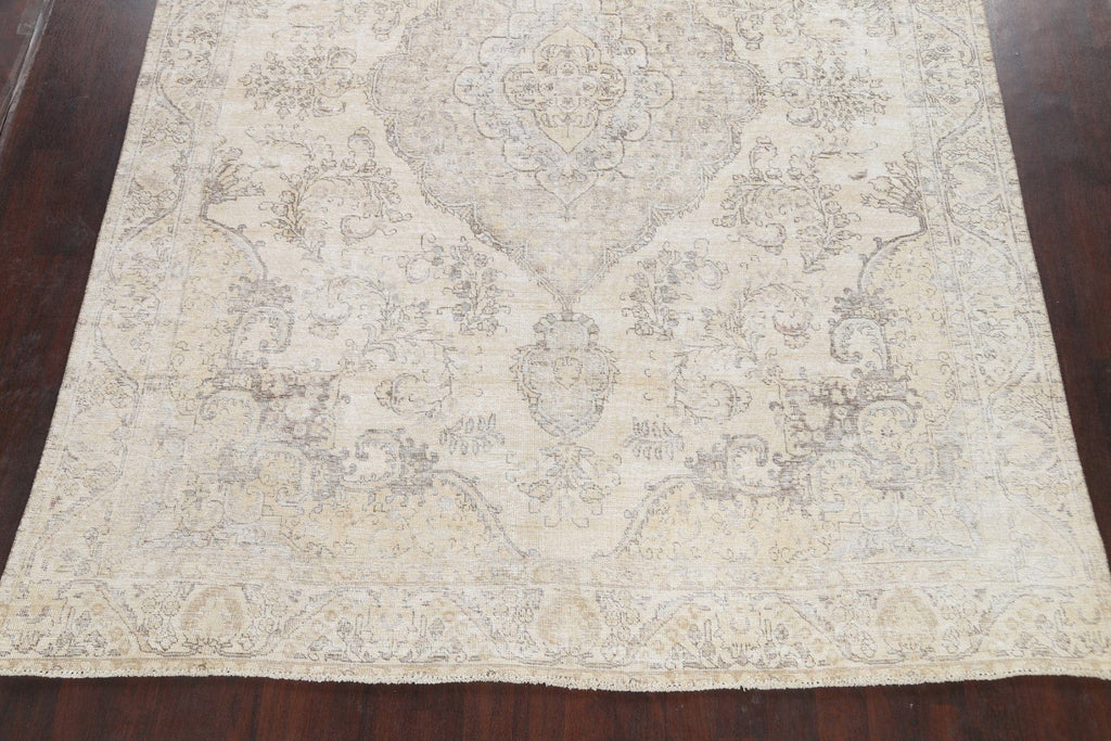 Muted Distressed Tabriz Persian Area Rug 9x13