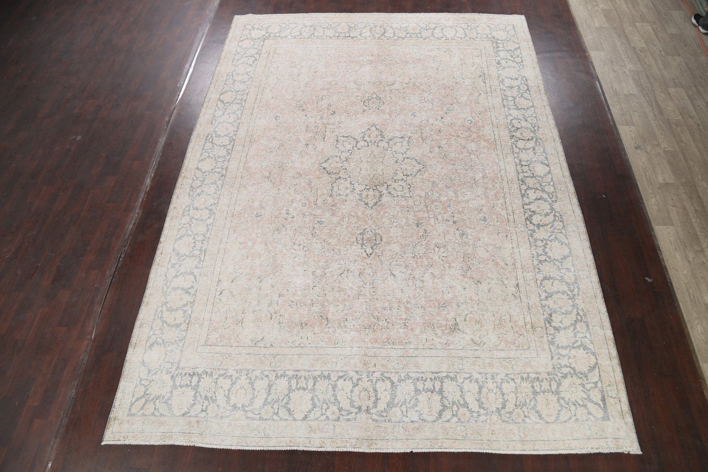 Muted Distressed Kerman Persian Area Rug 10x13