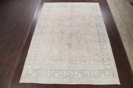 Muted Distressed Kerman Persian Area Rug 10x13