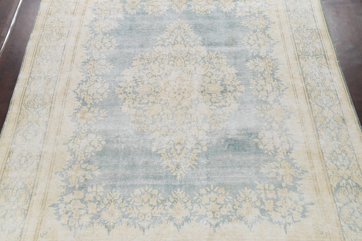 Muted Distressed Kerman Persian Area Rug 10x13