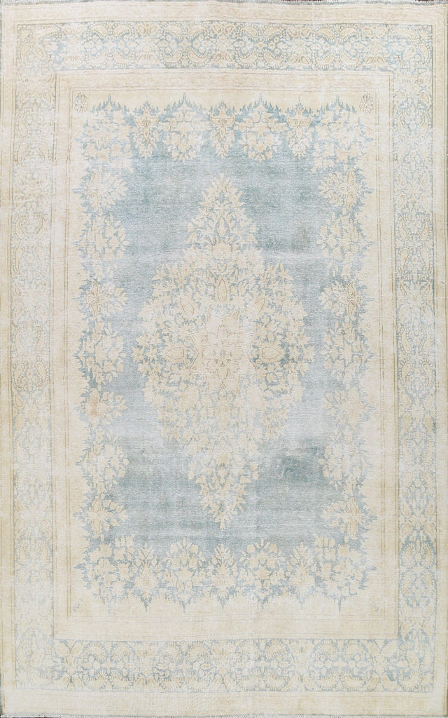 Muted Distressed Kerman Persian Area Rug 10x13