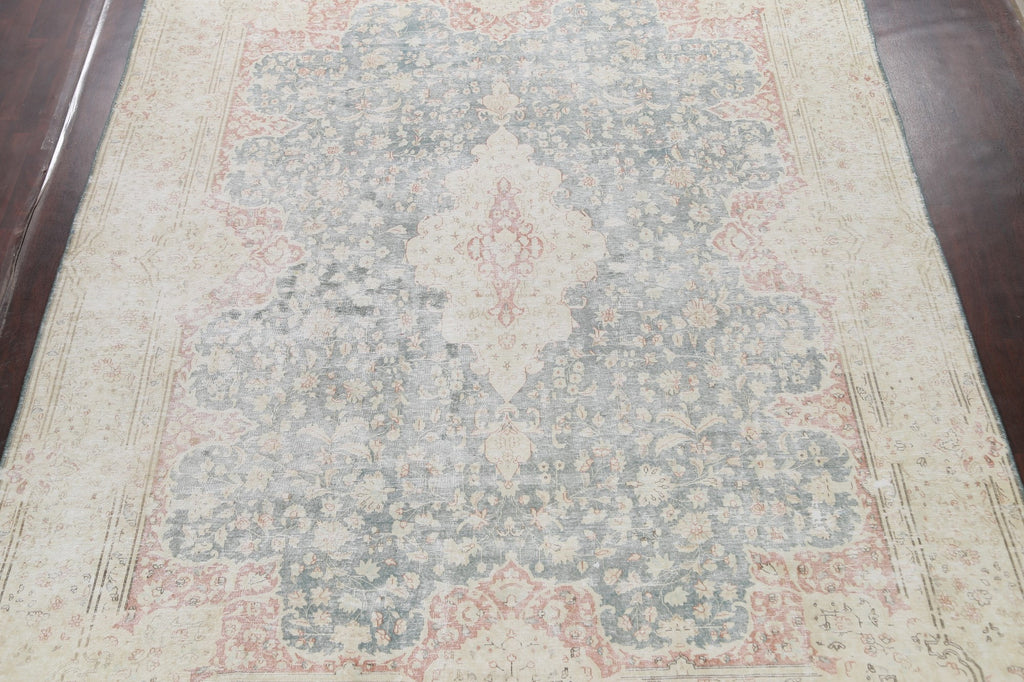 Muted Distressed Kerman Persian Area Rug 10x13