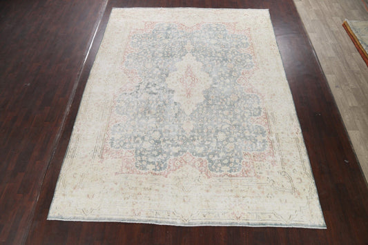 Muted Distressed Kerman Persian Area Rug 10x13