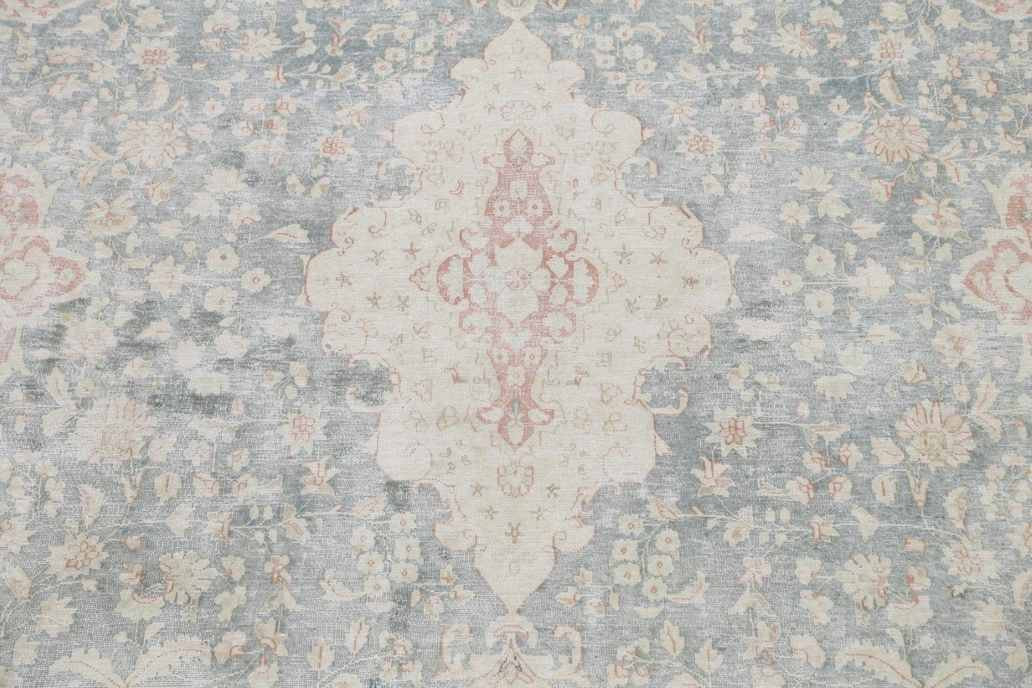 Muted Distressed Kerman Persian Area Rug 10x13