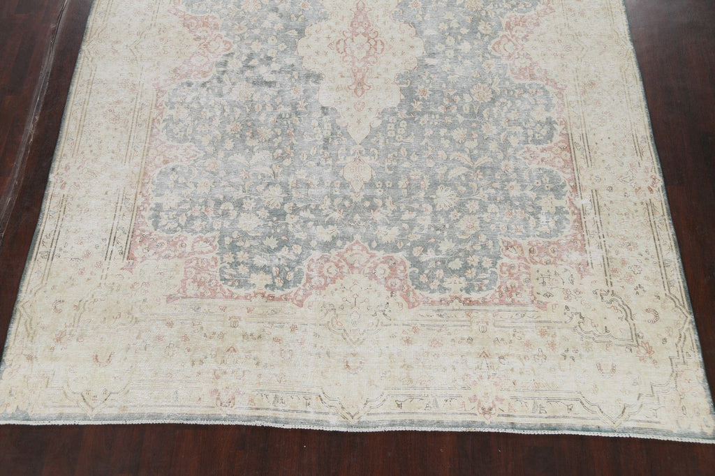 Muted Distressed Kerman Persian Area Rug 10x13