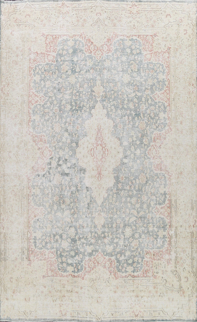 Muted Distressed Kerman Persian Area Rug 10x13