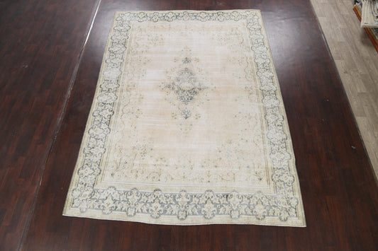 Muted Distressed Kerman Persian Area Rug 8x11