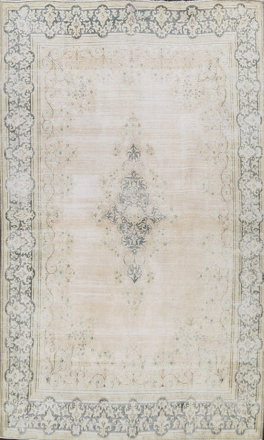 Muted Distressed Kerman Persian Area Rug 8x11