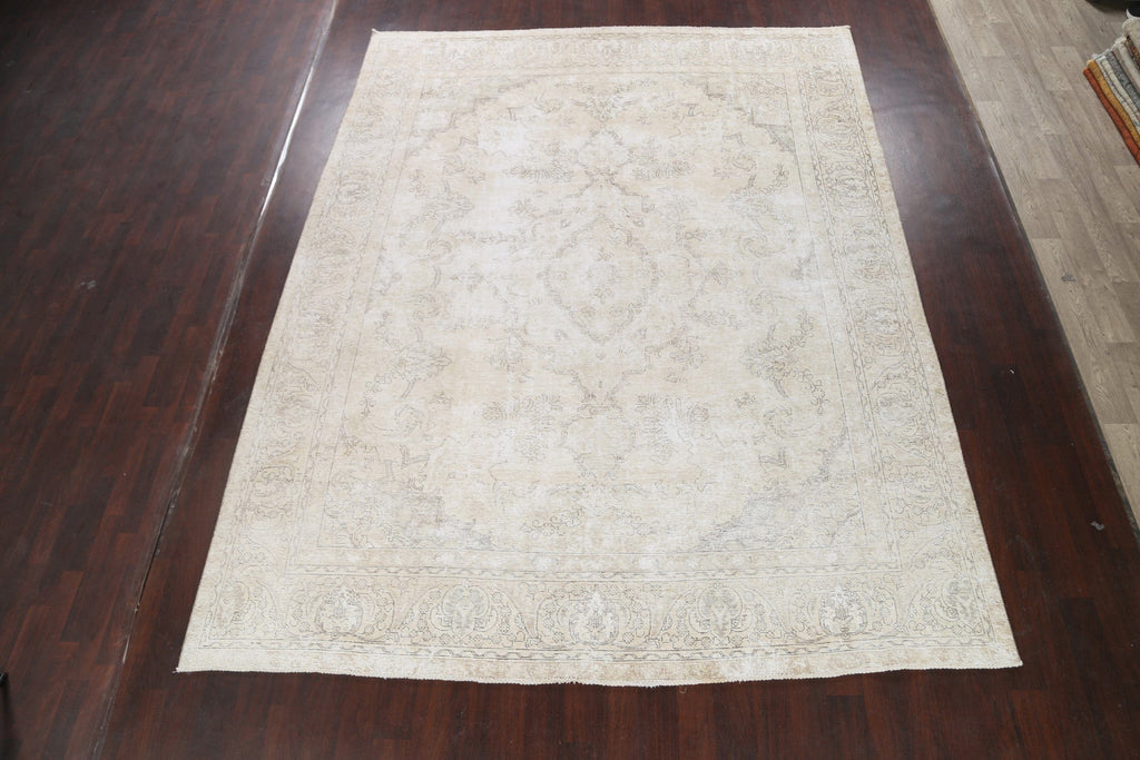 Muted Distressed Tabriz Persian Area Rug 9x12