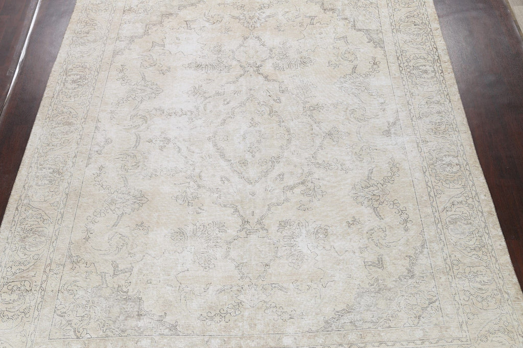 Muted Distressed Tabriz Persian Area Rug 9x12