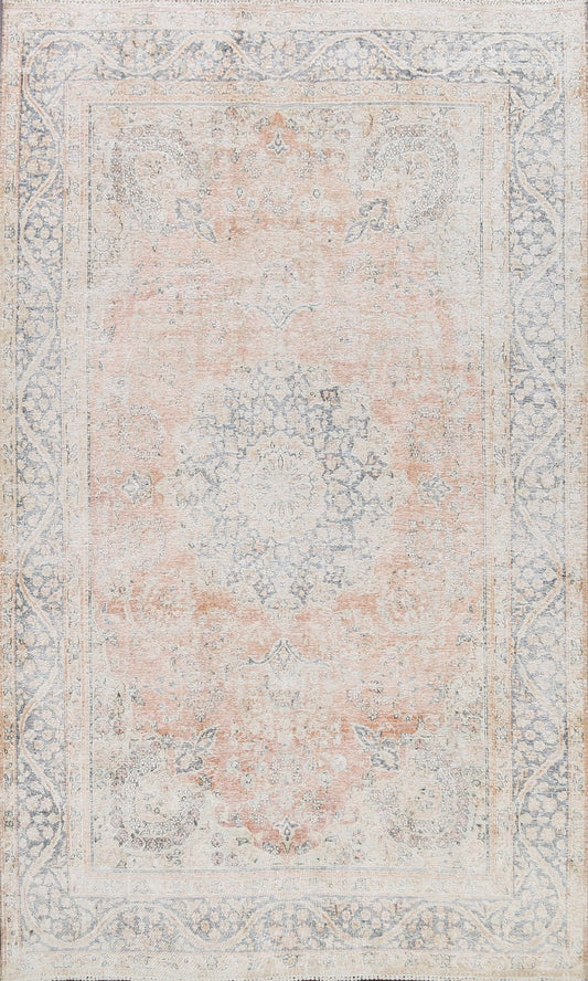 Muted Floral Kerman Persian Area Rug 7x10