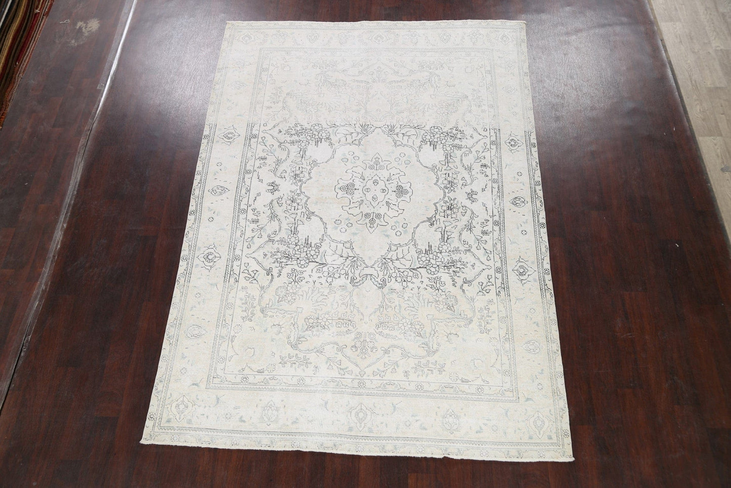 Muted Distressed Tabriz Persian Area Rug 7x9