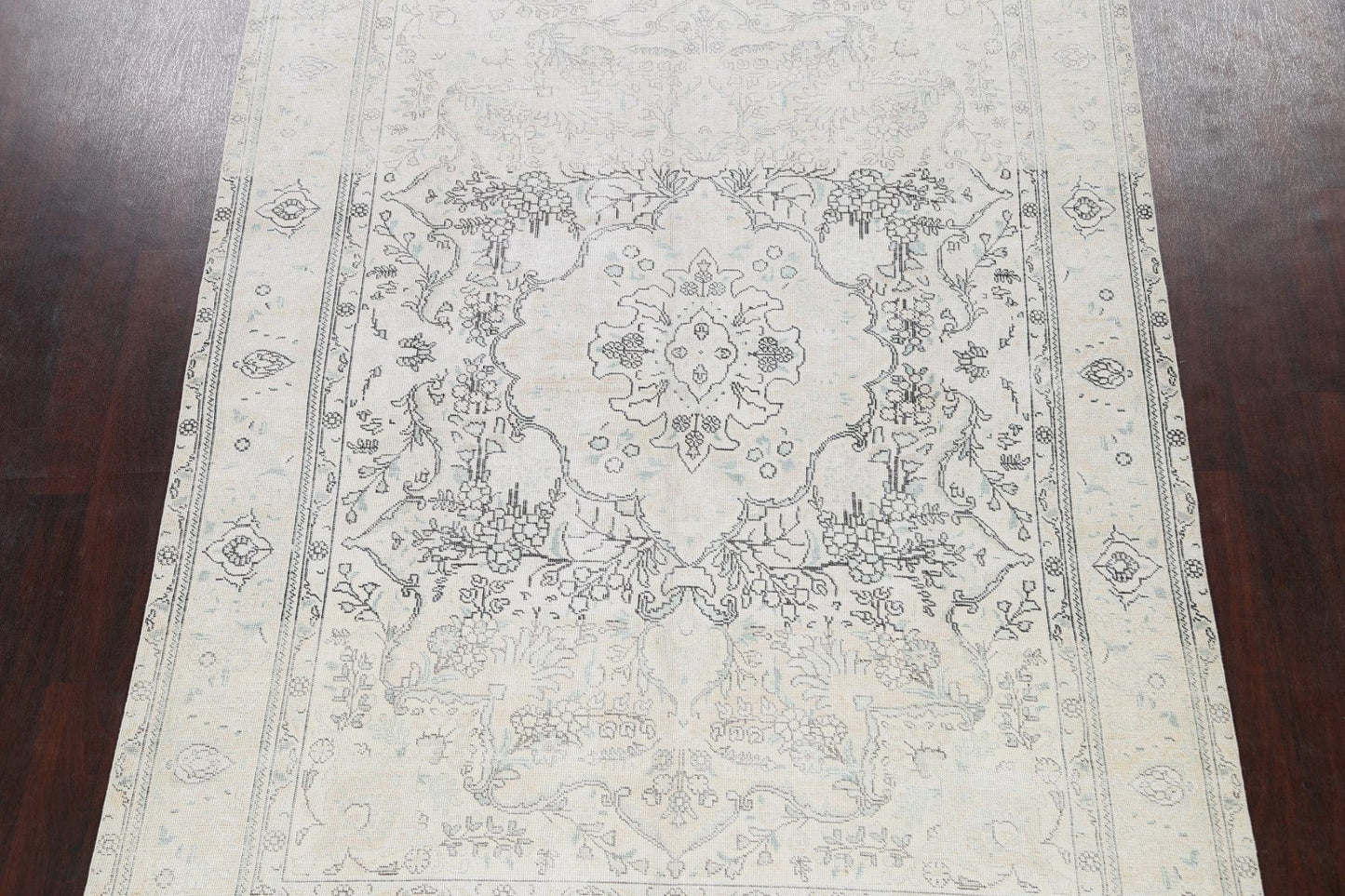 Muted Distressed Tabriz Persian Area Rug 7x9