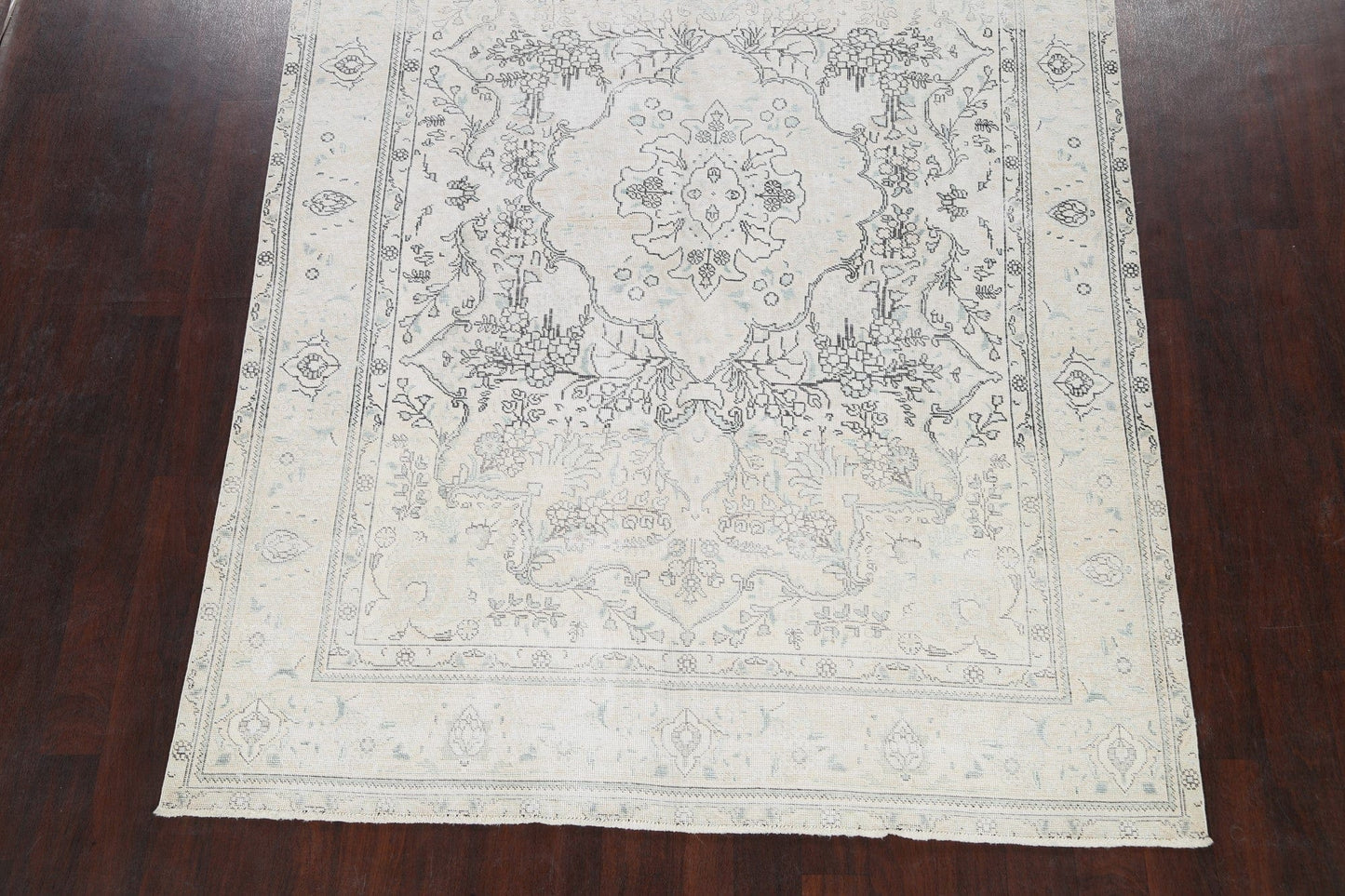 Muted Distressed Tabriz Persian Area Rug 7x9