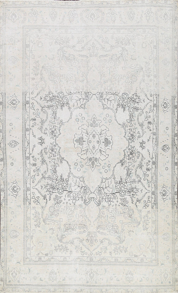 Muted Distressed Tabriz Persian Area Rug 7x9